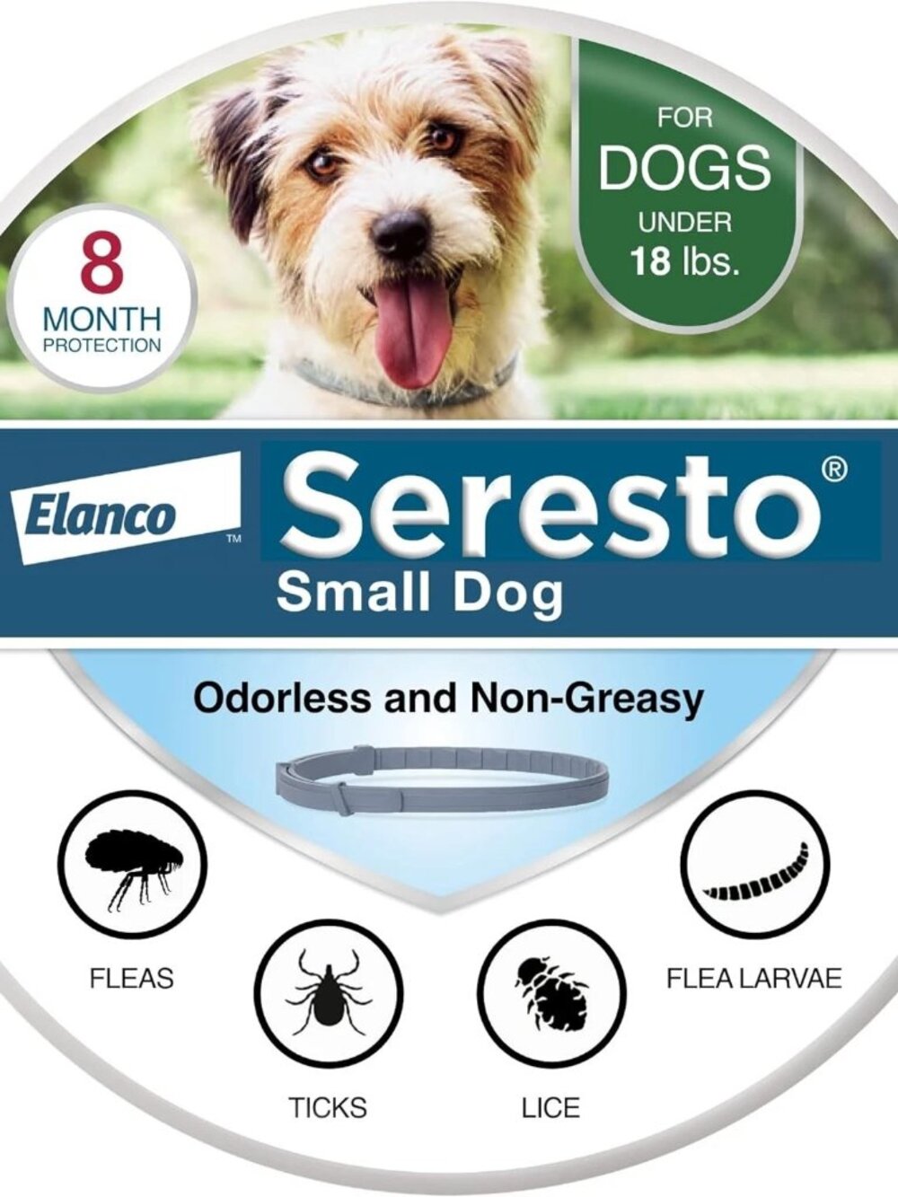 Seresto Flea and Tick Collar 8 Months Protection for Small Dogs - 18lbs
